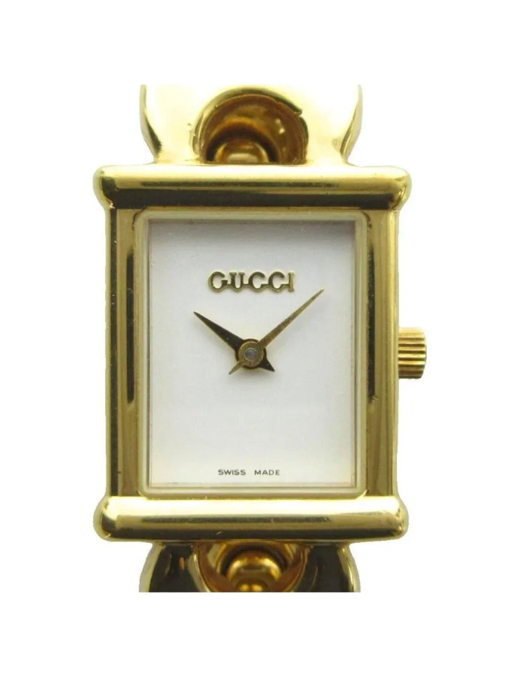 Gucci Watch Quartz Square White Dial Logo Gold